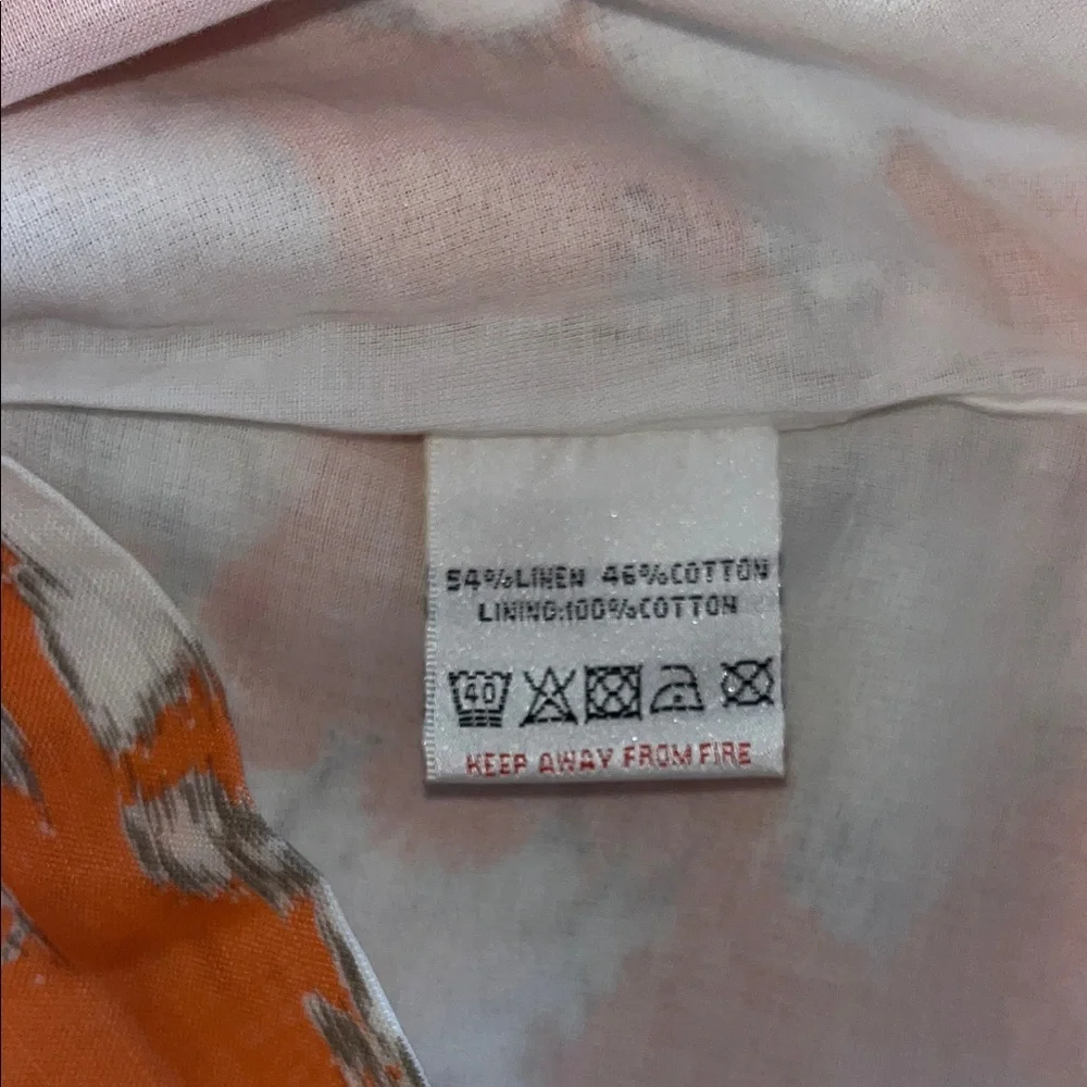 Chic Orange‎ and White Linen/Cotton Pencil Skirt 8